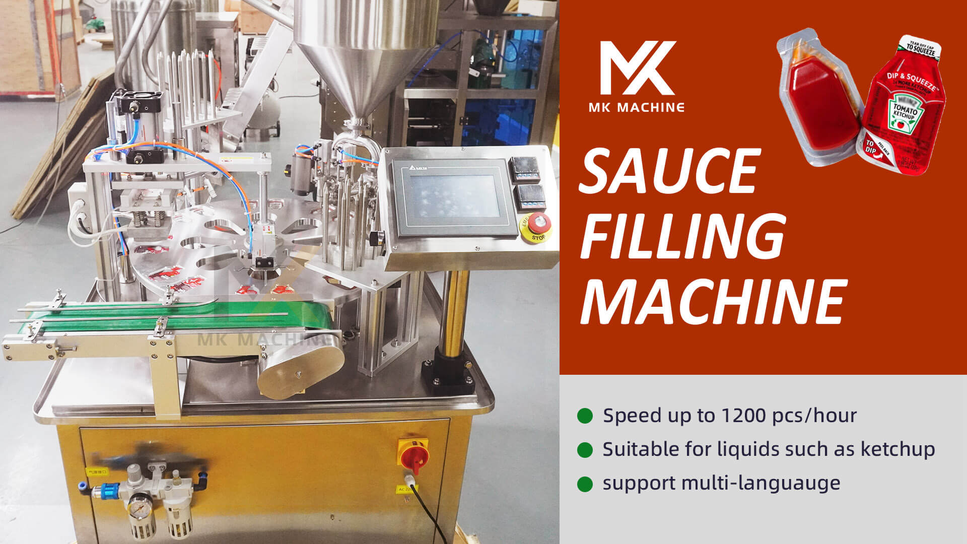 Ketchup filling machine, automatic sauce filling and sealing machine, jam and tartar sauce packaging